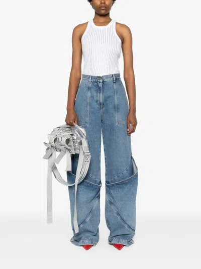 Attico Strass Tank Top In White