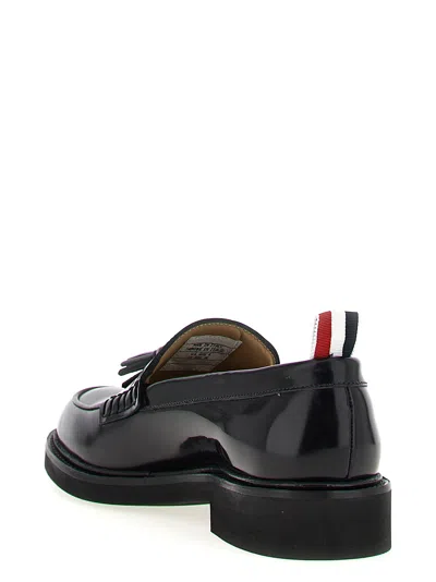 Thom Browne Shiny Round Toe Loafers With Tassel Detail In Black