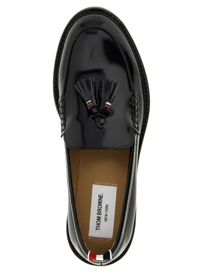 Thom Browne Shiny Round Toe Loafers With Tassel Detail In Black