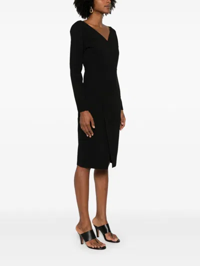 Fendi Long Sleeve Midi Dress In Black