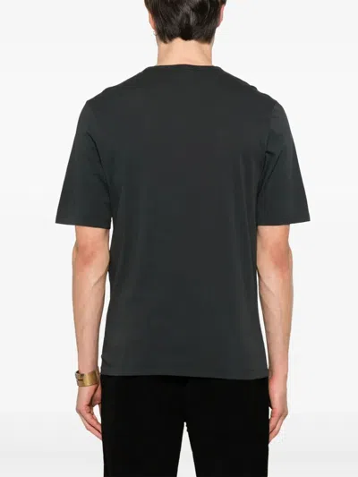Saint Laurent Dark Grey T-shirt With Logo Lettering On The Front Tone-on-tone In Cotton Man In Animal Print