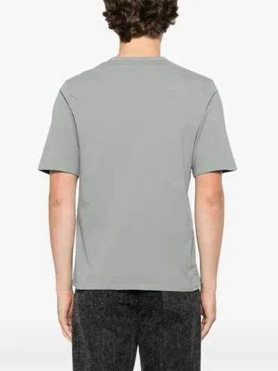 Saint Laurent Tonal Logo Embroidery Cotton T Shirt In Gray
