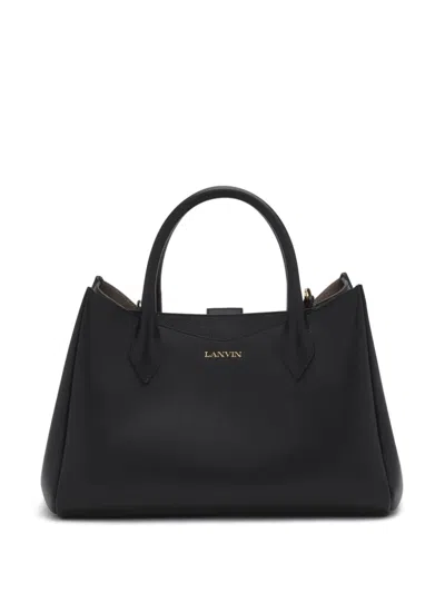 Lanvin Round Handle Calfskin Tote Bag In Black