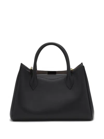 Lanvin Round Handle Calfskin Tote Bag In Black