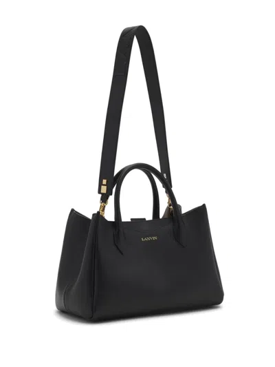 Lanvin Round Handle Calfskin Tote Bag In Black