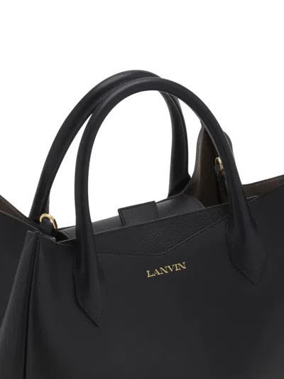 Lanvin Round Handle Calfskin Tote Bag In Black