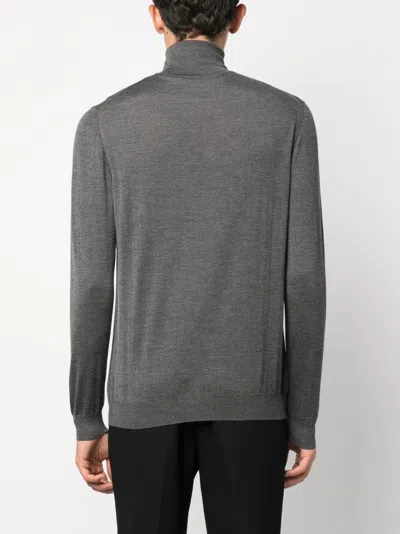 Malo Shaved Cyclist Turtleneck Sweater With Ribbed Finish In Gray