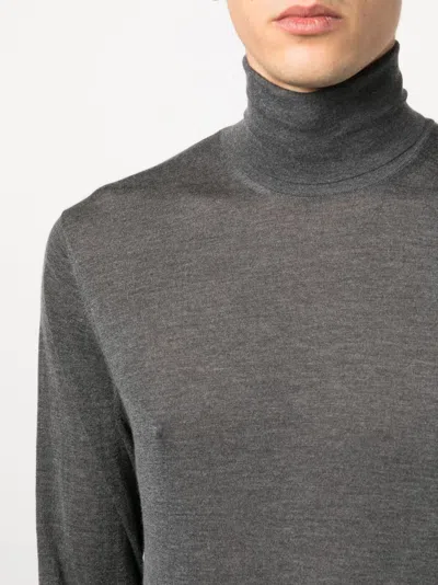 Malo Shaved Cyclist Turtleneck Sweater With Ribbed Finish In Gray