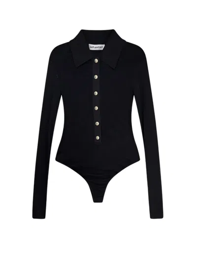 Self-portrait Self Portrait Women Black Viscose Knit Long-sleeved Bodysuit In Black