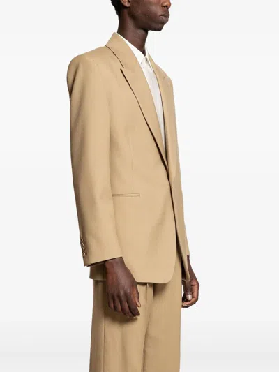 Saint Laurent Wool Gabardine Single-breasted Jacket In Neutrals