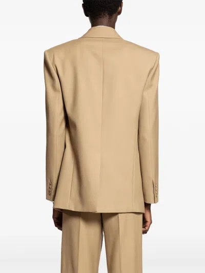 Saint Laurent Wool Gabardine Single-breasted Jacket In Neutrals