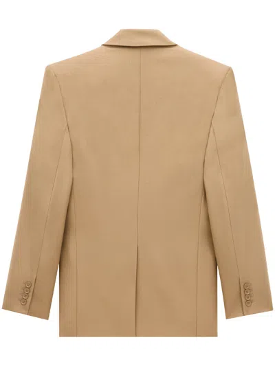 Saint Laurent Wool Gabardine Single-breasted Jacket In Neutrals