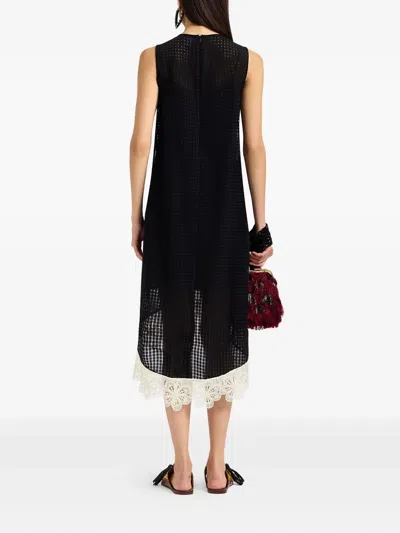 La Doublej La Scala Lace-embroidered Sleeveless Midi Dress In Black