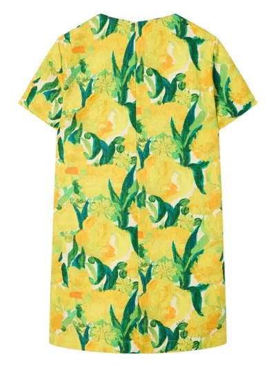 La Doublej Swing Lemon-print Shift Mini Dress In Yellow