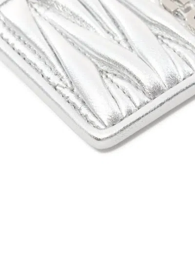 Pre-owned Miu Miu 2020s Leather Cardholder In Silver