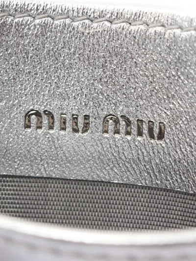 Pre-owned Miu Miu 2020s Leather Cardholder In Silver