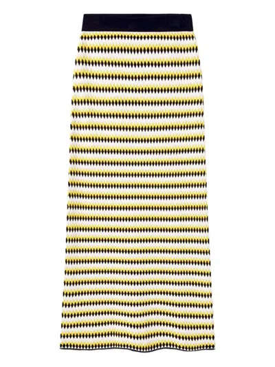 La Doublej Striped Midi Skirt In Multi