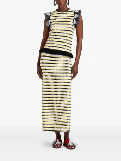 La Doublej Striped Midi Skirt In Multi