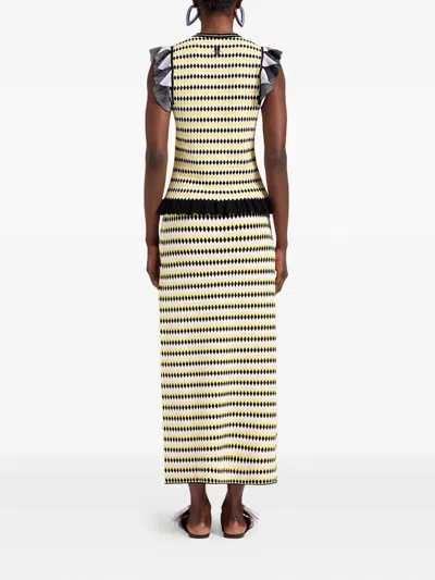 La Doublej Striped Midi Skirt In Multi