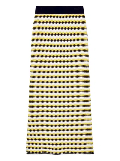 La Doublej Striped Midi Skirt In Multi