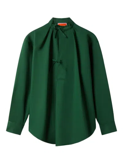 La Doublej Oversized Cotton Linen Shirt In Green