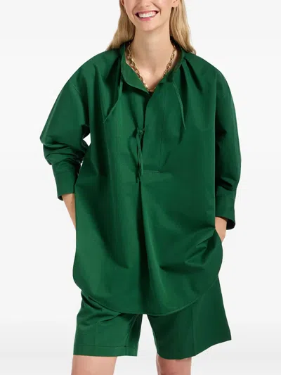 La Doublej Oversized Cotton Linen Shirt In Green