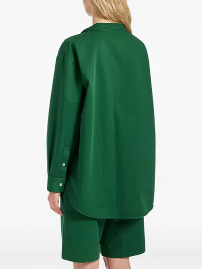 La Doublej Oversized Cotton Linen Shirt In Green