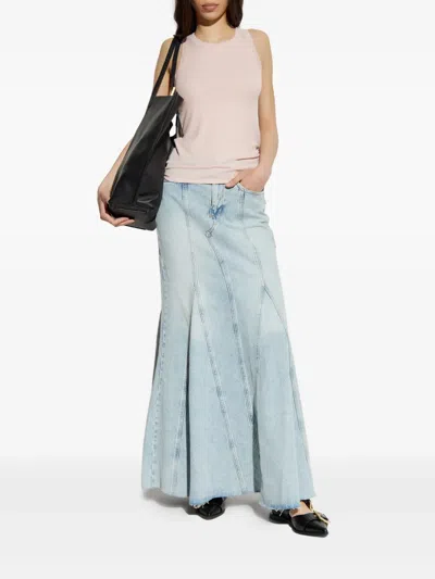 Allsaints Alma Denim Maxi Skirt In Light Indigo