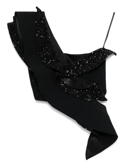 Maticevski Asymmetric Sequinned Frill Corset Top In Black