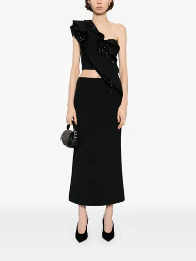Maticevski Asymmetric Sequinned Frill Corset Top In Black