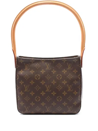 Pre-owned Louis Vuitton 2002 Looping Mm Monogram Shoulder Bag In Brown