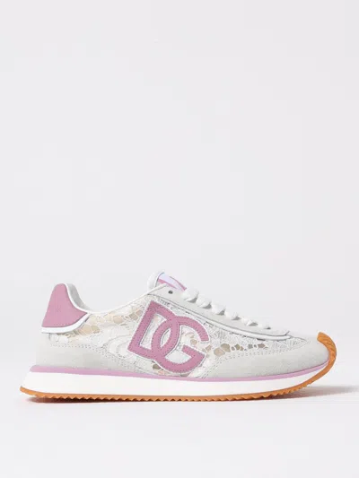 Dolce & Gabbana Dg Cushion Sneakers In Lace And Fabric In Multi