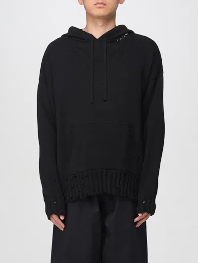 Marni Hooded Knit Front Pocket In Black