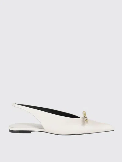 Lanvin Bow Flat Slingback In White