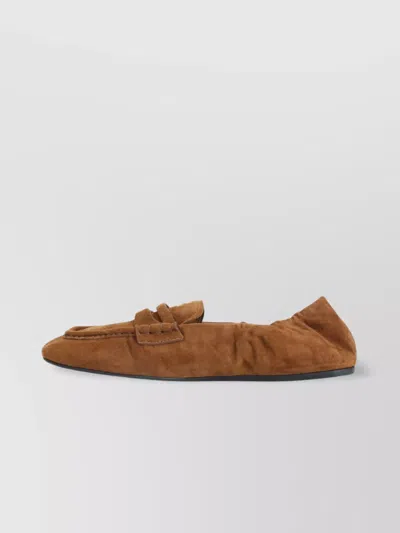 Miu Miu Women Ruches Leather Loafers With Lettering Logo In Multi