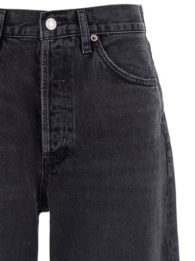 Agolde Mid-rise Wide-leg Denim Trousers In Black