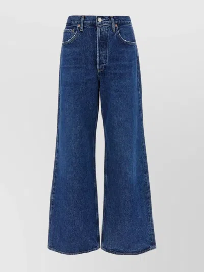 Agolde Dame High Rise Wide Leg No Cuff Jean In Enamour In Blue