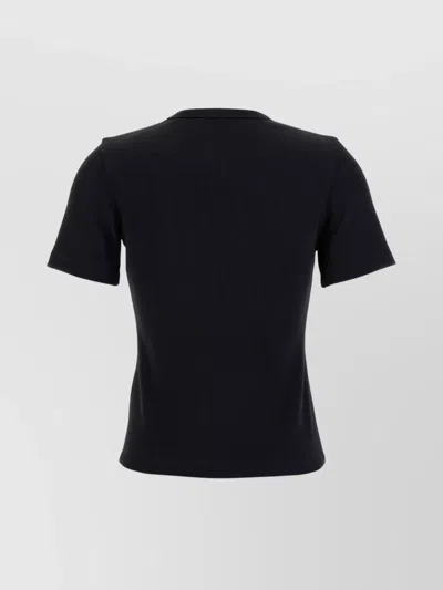 Tory Burch Ribbed Cotton T-shirt In Black