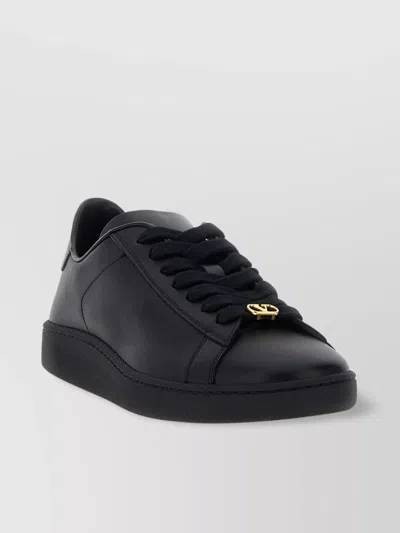 Valentino Royco Nappa Leather Sneakers In Black