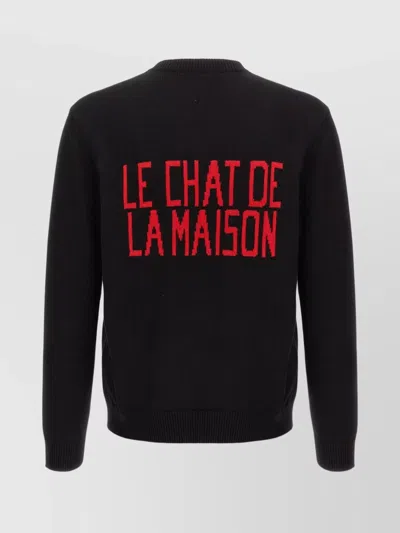 Valentino Wool Cotton Chat De La Maison Sweater In Black