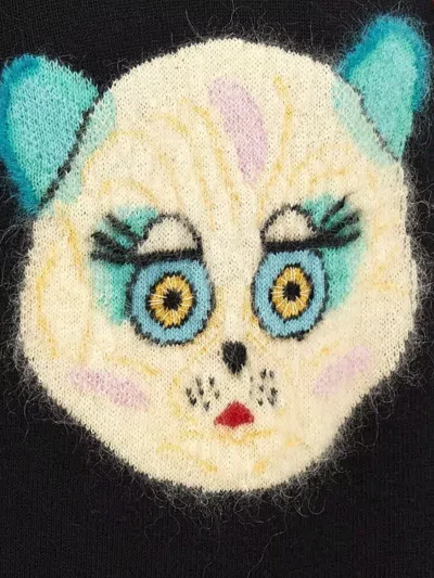 Valentino Wool Cotton Chat De La Maison Sweater In Black