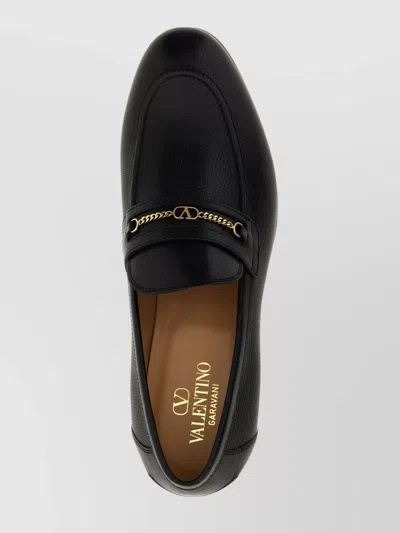 Valentino Garavani Vlogo Signautre Leather Loafers In Black