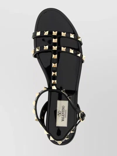 Valentino Garavani Rockstud Rubber Sandals Ankle Strap Design In Black