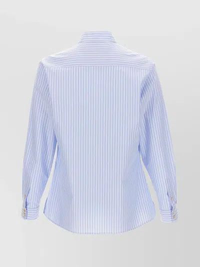 Valentino Cotton Oxford Shirt With Toggle In Blue