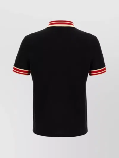 Valentino Cotton Piqué Polo Shirt With Vlogo Patch In Black