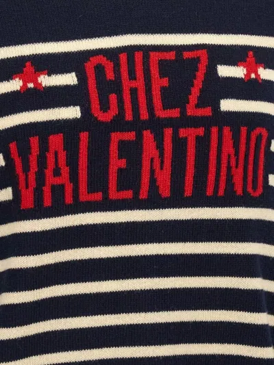 Valentino "chez Valentine" Wool Sweater In Blue
