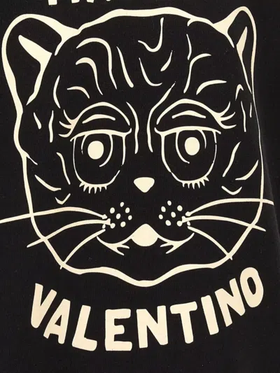 Valentino Jersey Felpa Le Chat De La Maison In Black