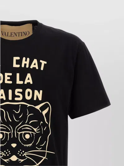 Valentino Chat De La Maison Cotton T-shirt In Black