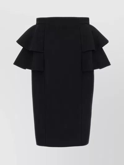Valentino Black Skirt With Ruffles On The Sides In Black