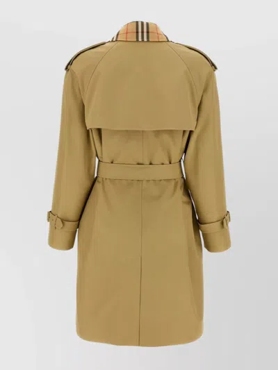 Burberry Castleford Check Collar Water Resistant Gabardine Trench Coat In Green